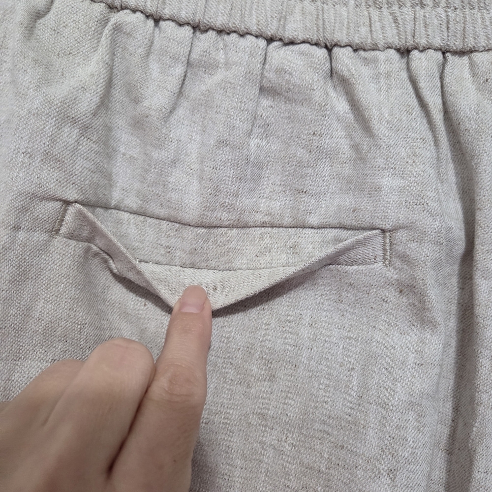 Banana Republic Linen Blend Pants, Beige Wide-Leg Pull-On Crop Pant Size Medium - Picture 8 of 15